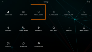 Parental control screen