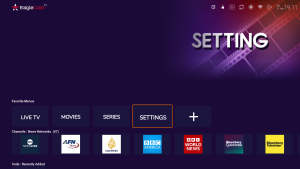 Settings menu